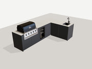 Configured outdoor kitchen — 4220 × 700 mm · 890 mm high