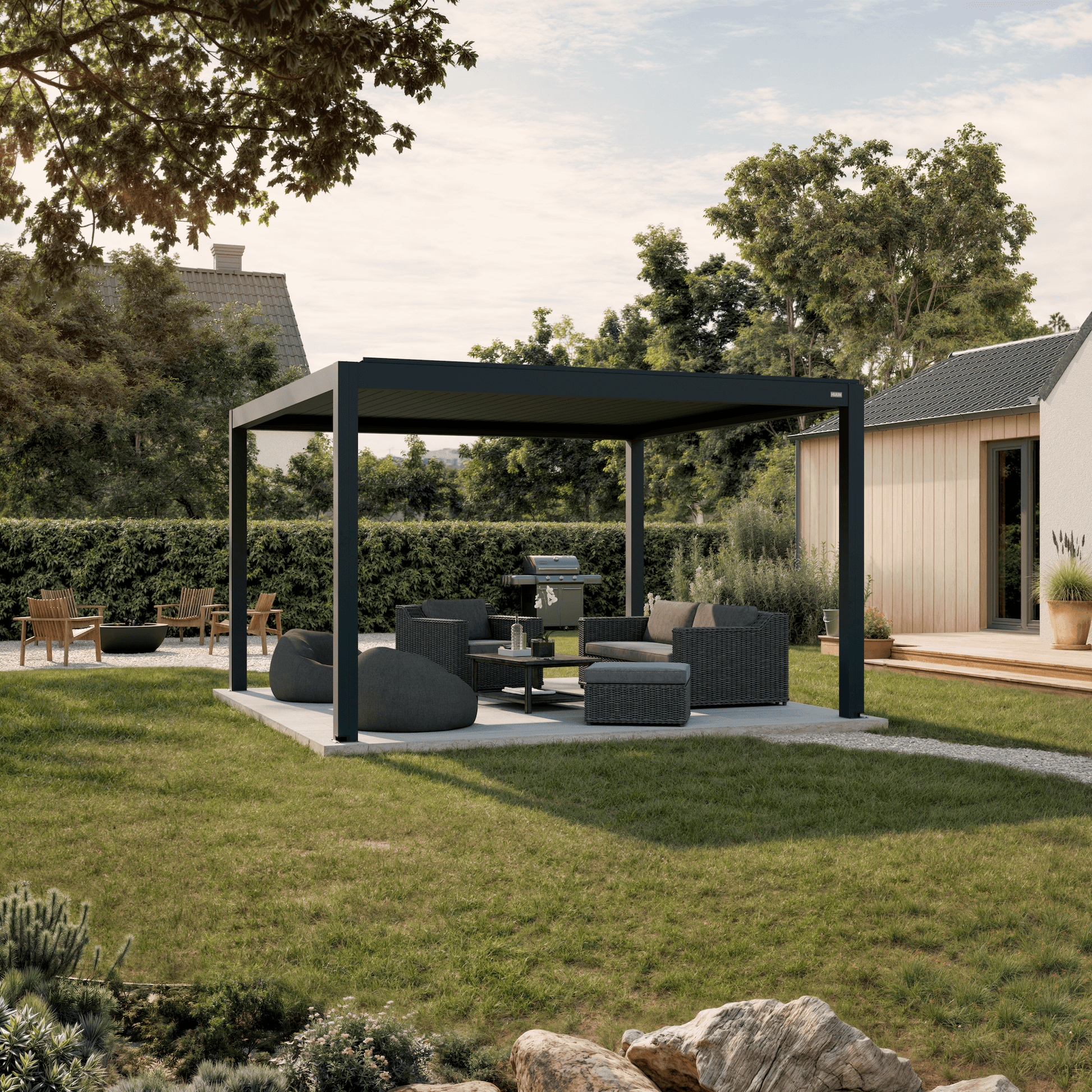 Pergola Classic — 4m x 4m / Anthracite (RAL 7016) / Freestanding