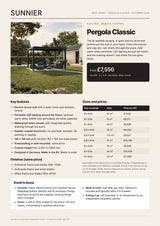 Pergola Classic spec sheet, page one